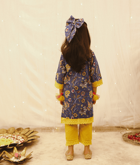 Pre Order:  Blue Printed Suit Set