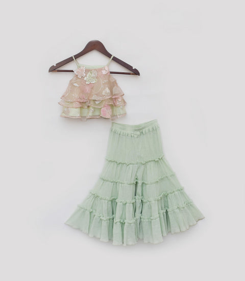 Pre Order: Light Peach Embroidery Top with Sharara