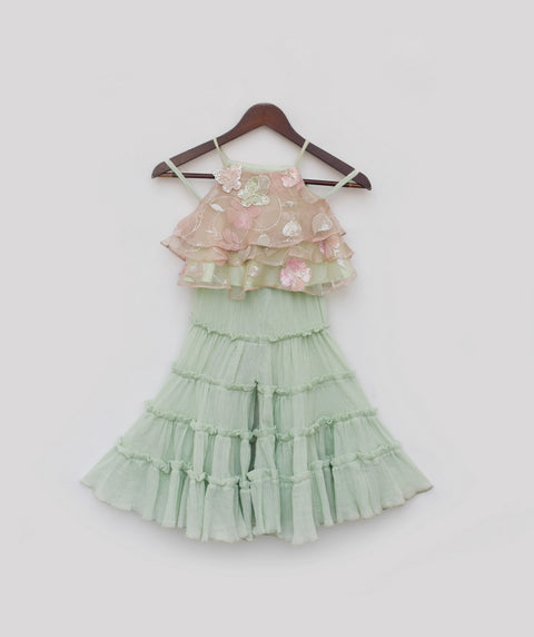 Pre Order: Light Peach Embroidery Top with Sharara