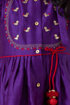 Baby Girl Chanderi Silk Ruffle Sleeves Angrakha Set - Purple