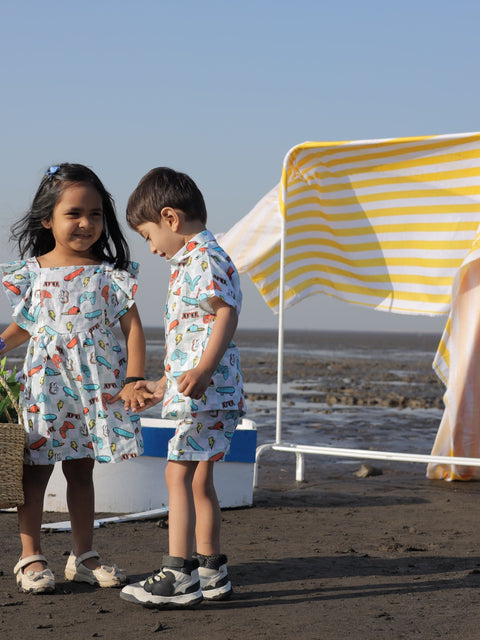 Pre-Order: Checks and Skates Printed Pure Linen  Premium Co-ords