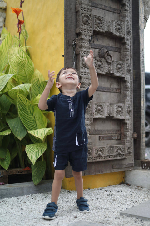 Pre-Order: Anchor Pocket Pure Linen  Premium Co-ords - Dark Blue