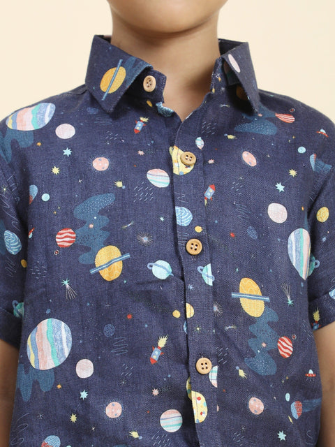 Pre-Order: Planet Printed Pure Linen  Premium Co-ords