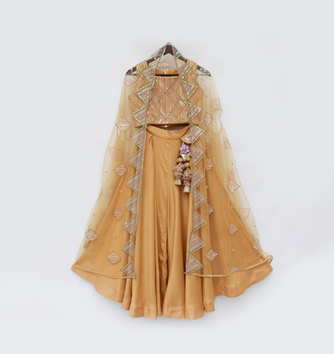 Pre Order: Mustard Yellow Crop Top Pant with Cape