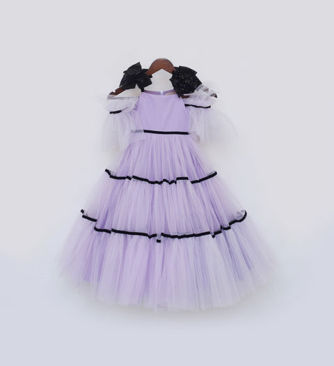 Pre Order: Lilac Net Gown with Black Bow