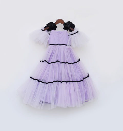 Pre Order: Lilac Net Gown with Black Bow