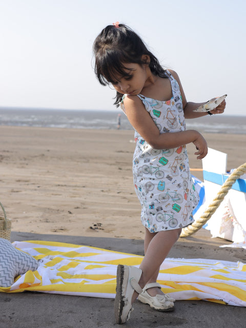 Pre-Order: Cycle Camera Bag Print Line Pure Linen Dress