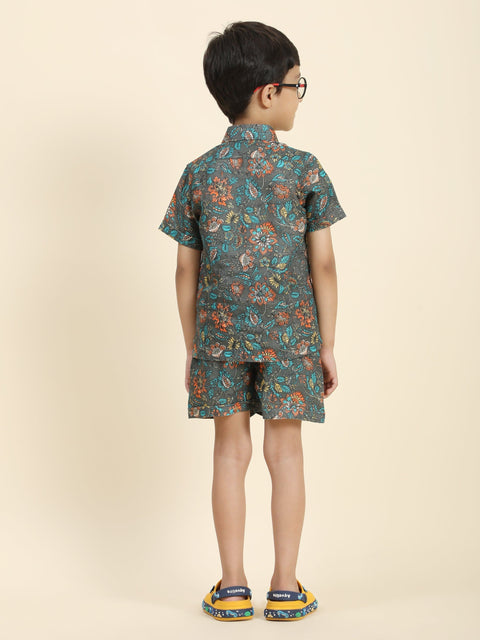 Pre-Order: Dark Flower Printed Pure Linen  Premium Co-ords