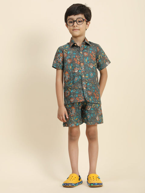 Pre-Order: Dark Flower Printed Pure Linen  Premium Co-ords