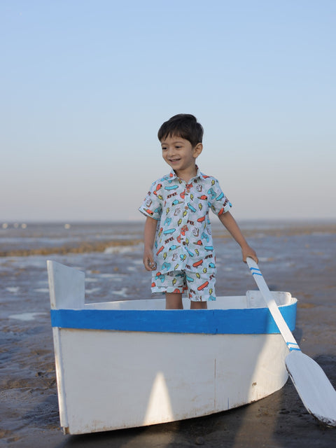 Pre-Order: Checks and Skates Printed Pure Linen  Premium Co-ords