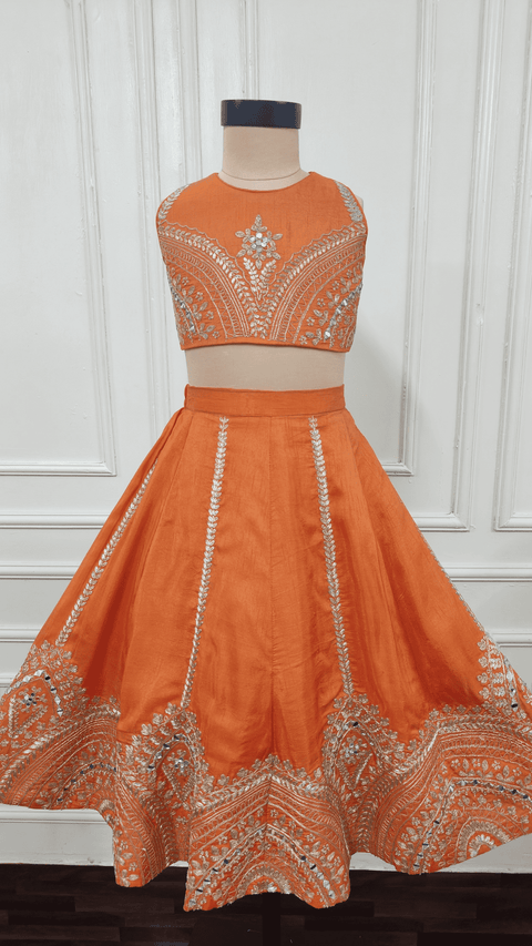 Pre-Order: Orange Embroidered Ghaghra