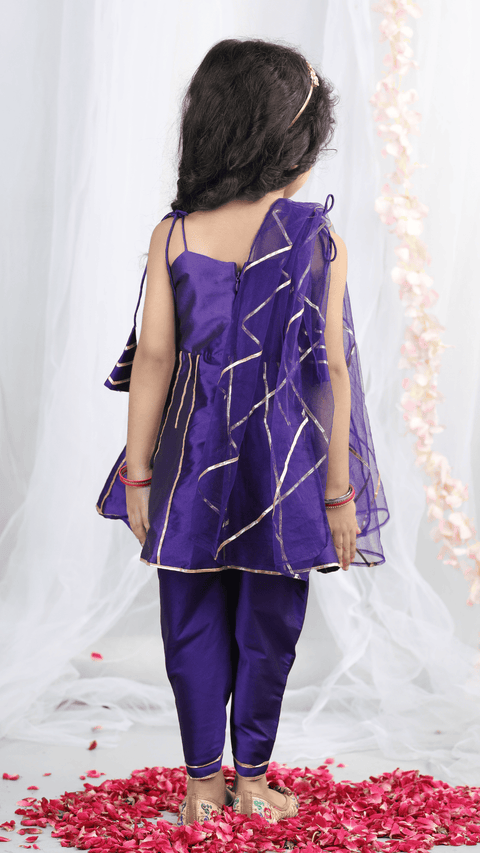 Pre-Order:Peplum Top wirh Tieable strings and gota work accompanied with Tulip Pants