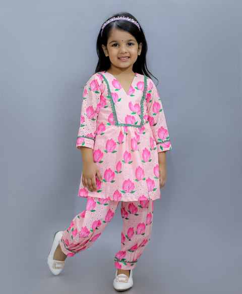 Pre-Order: Lotus Print Kurta and Salwar Set