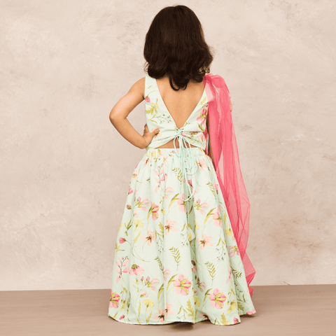 Pre-Order: Floral Green Ghagra Choli