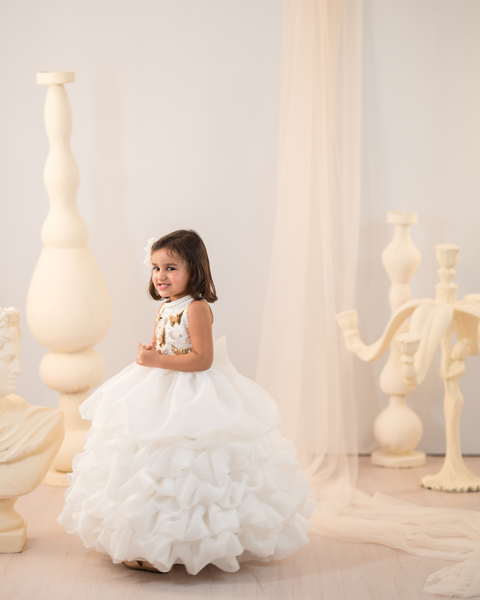 Pre-Order: Layered Golden Butterfly Gown