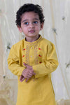 Boy Pure Cotton Full Sleeves Kurta Set - Yellow