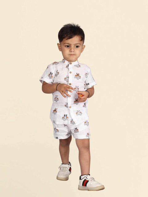 Pre-Order: Dog Printed Pure Linen  Premium Co-ords