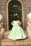 Pre Order: Pista Green Gown with Fur on Yoke