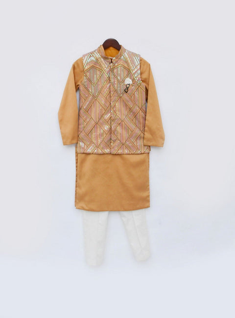 Pre Order: Mustard Yellow Embroidered Nehru Jacket Set