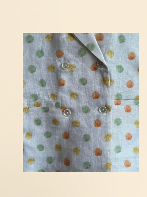 Pre-Order: Fireball Print Pure Linen Blazer Dress