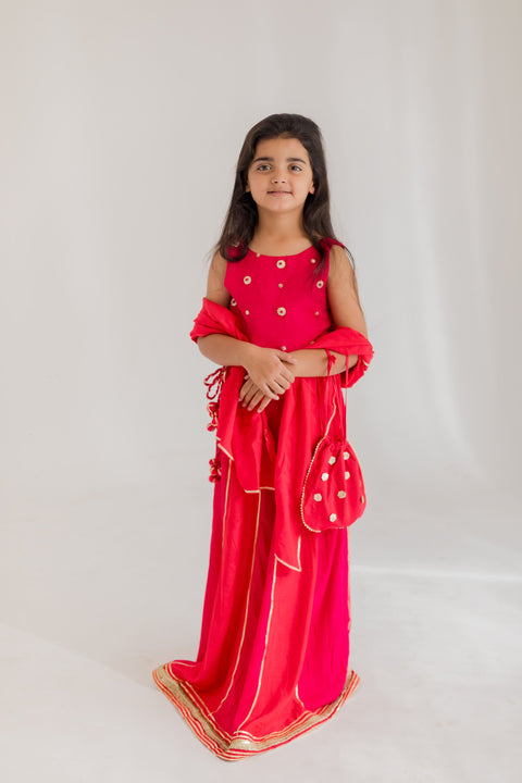 Pre-Order: Pink Chakri Lehenga Set