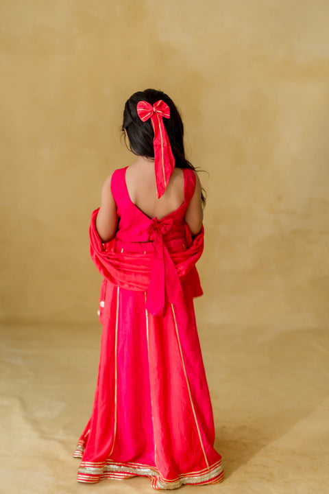Pre-Order: Pink Chakri Lehenga Set