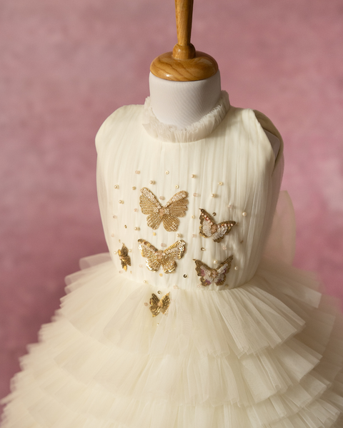 Pre-Order: Layered Butterfly Dress In Off-white