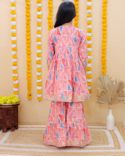 Peach Chanderi Silk Kurta with Sharara