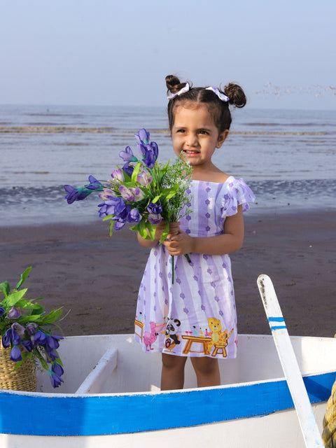 Pre-Order: Party Animals Print Pure Linen Dress