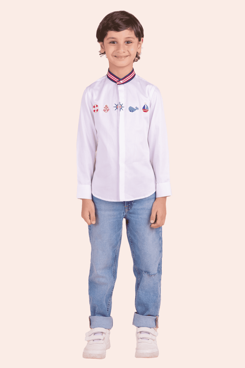 Pre-Order: Sea Theme Embroidered Shirt