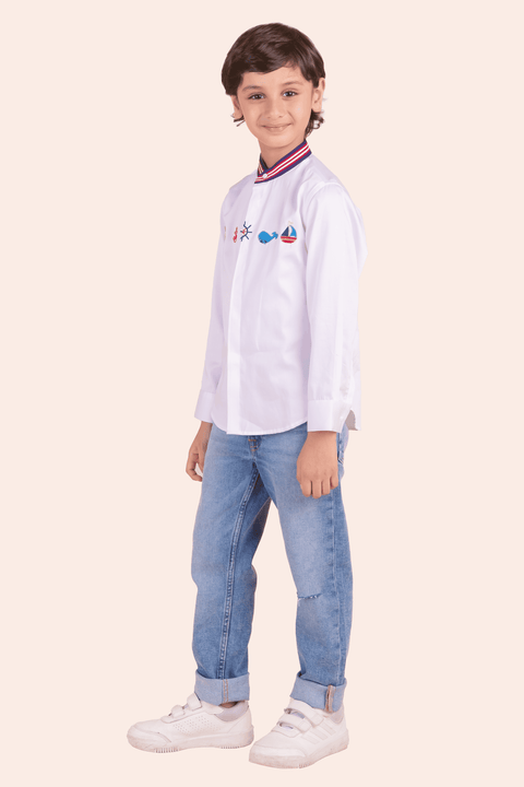 Pre-Order: Sea Theme Embroidered Shirt