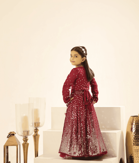 Pre-Order: Marron Embroidered Lehenga Choli Set