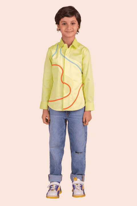 Pre-Order: Fabric Patching Colour Block Shirt