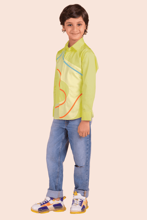 Pre-Order: Fabric Patching Colour Block Shirt