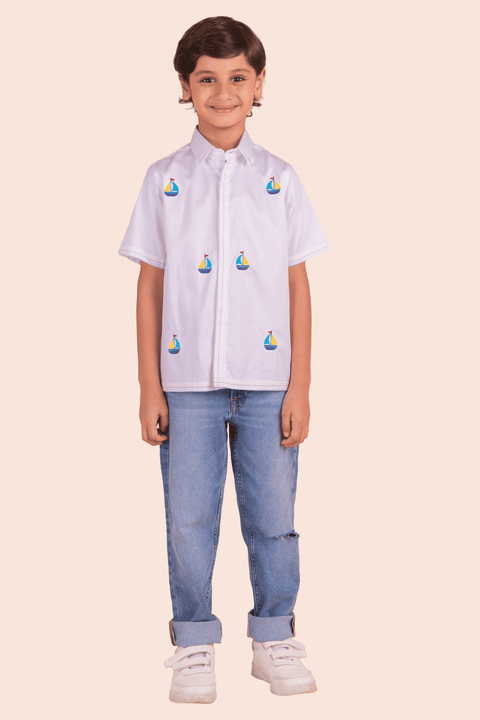 Pre-Order: Shirt with Ship Embroidery