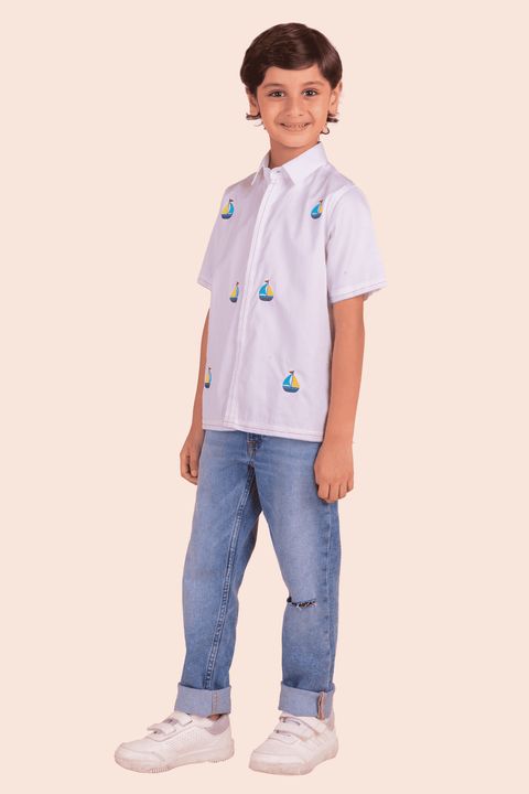 Pre-Order: Shirt with Ship Embroidery