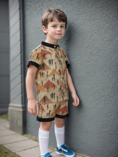 Pre-Order: Pyramids and Tribe Printed Pure Linen  Premium Co-ords