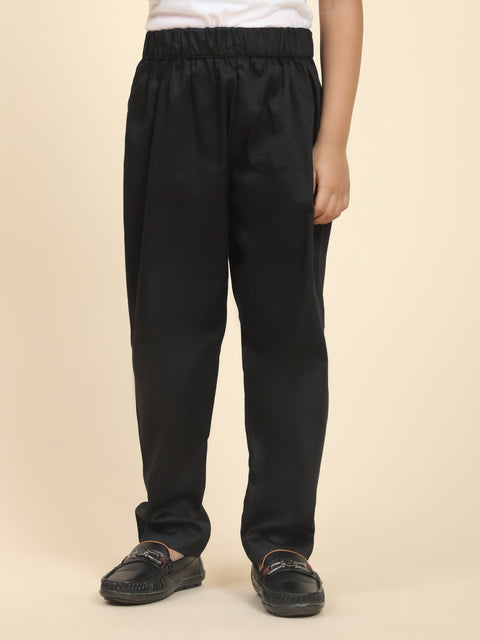 Pre-Order: Solid Black Pure Premium Cotton Kurta and  Pajama Set