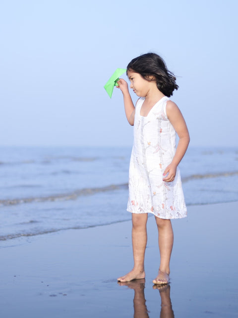 Pre-Order: Climbing Bear Print Pure Linen Dress