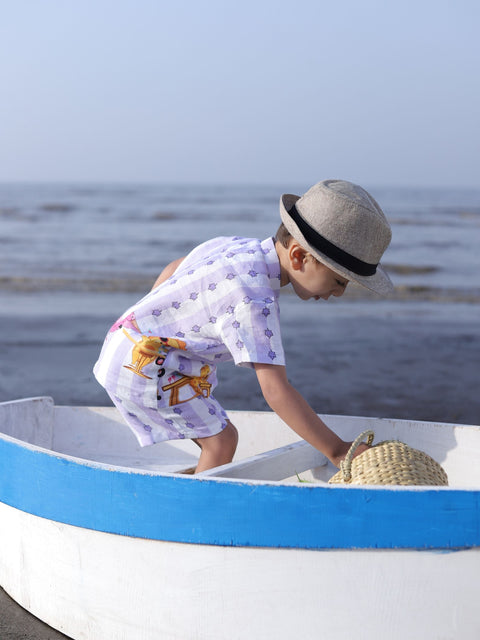 Pre-Order: Party Animals Themed Printed Pure Linen  Premium Co-ords