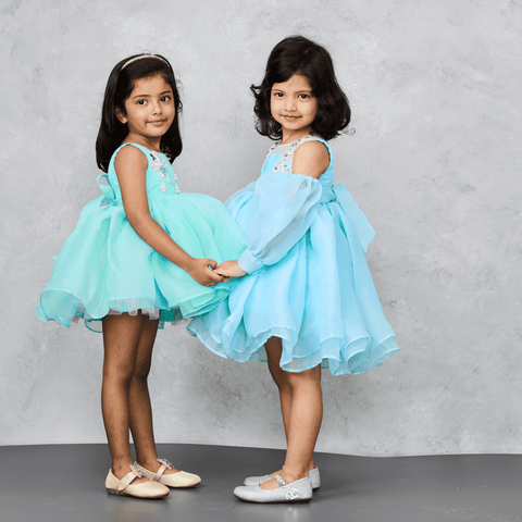 Pre-Order: Blue Mesh Organza Dress