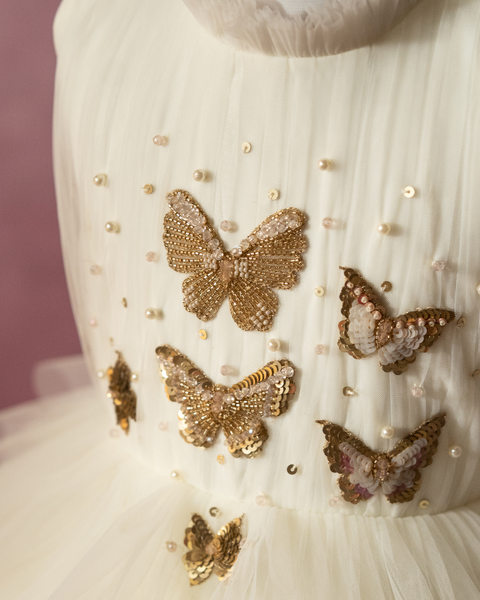 Pre-Order: Layered Butterfly Dress In Off-white