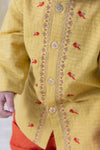 Baby Boy Pure Cotton Full Sleeves Dhoti Set - Yellow
