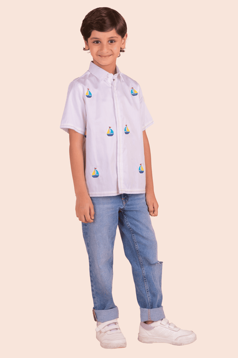 Pre-Order: Shirt with Ship Embroidery