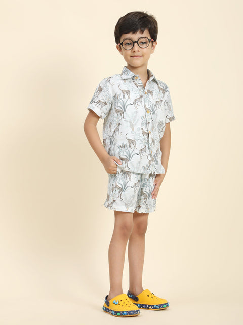 Pre-Order: White Leopard Printed Pure Linen  Premium Co-ords