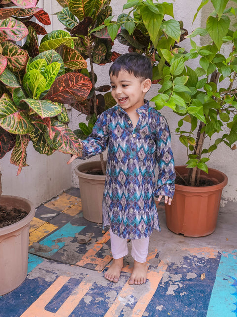 Pre-Order: Deep Coarl Embriodary Kurta and Cotton  Pajama Set