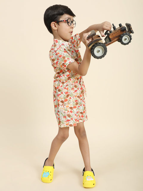 Pre-Order: Mushrooms Printed Pure Linen  Premium Co-ords