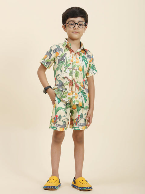 Pre-Order: African Forest Themed Printed Pure Linen  Premium Co-ords