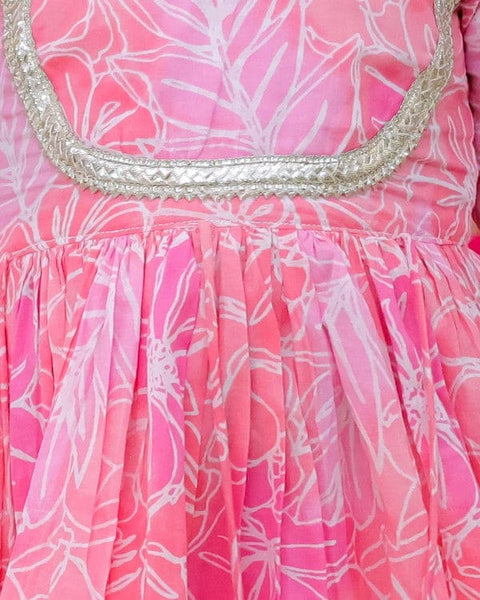 Aatya Kiids Cotton Three Fourth Sleeves Kurta with Sharara- Pink.