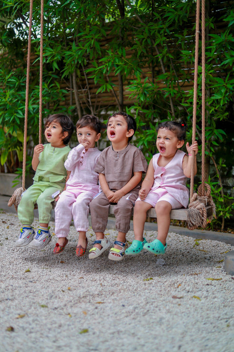 Pre-Order: Jacket Shorts Solid Pink Pure Linen  Co-ords